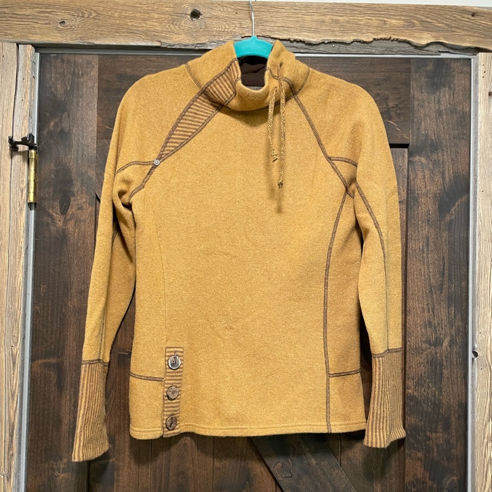 Womens Mustard Funnel Neck Sweater